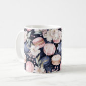 Mug Macarons Bleus Roses Élégants Français (Devant gauche)