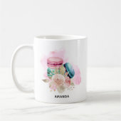 Mug Macarons et fleurs colorés Aquarelle (Gauche)