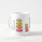 Mug Macarons français aquarelle peints à la main (Devant gauche)