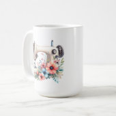 Mug Machine à coudre vintage Florale Monogrammé (Devant gauche)