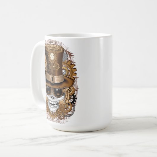 Mug Machine rétro Voodoo à vapeur crâne (Devant gauche)