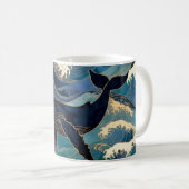 Mug Madagascar Ocean Whale - Blue & Gold Waves | (Devant droit)