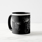 Mug Madame de Sirène-Papillon sur le noir (Devant gauche)
