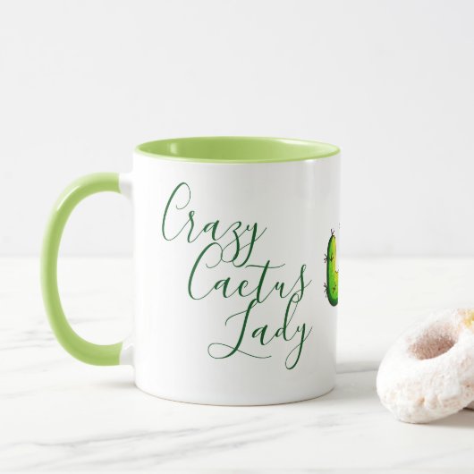 Mug Madame folle Cute Cacti de cactus (Avec donut)