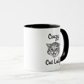Mug Madame folle de chat | noir et blanc (Devant droit)