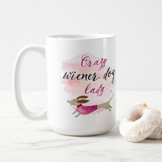 Mug Madame folle de chien de saucisse (Avec donut)