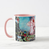 MUG MADAME POMPADOUR, JEUX DE STONES ROSES BLEU VERT N (Gauche)