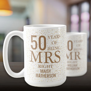 Mug Madame Right Fun 50e anniversaire Mariage Coeurs d