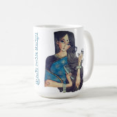 Mug Madhubani poisson bleu et la traditionnelle femme (Devant droit)