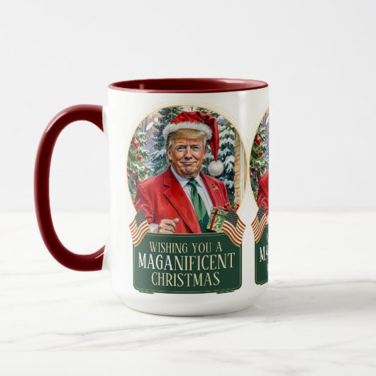 Mug MAGA Christmas Trump Père Noël Snow Globe Large (Gauche)