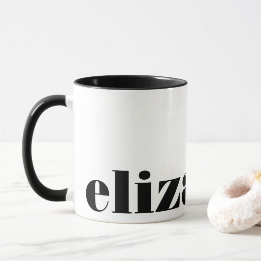 Mug Magazine noir et blanc Serif Police Chic Elegant (Avec donut)