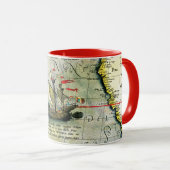 Mug Magellans navire Victoria, Antique Carte Océan Pac (Devant droit)