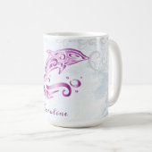 Mug Magenta Dolphin Boug de café personnalisé (Devant droit)