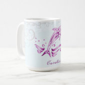 Mug Magenta Dolphin Boug de café personnalisé (Devant gauche)