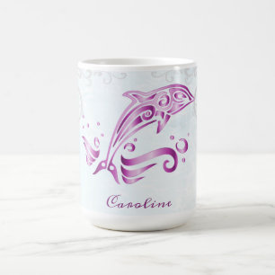 Mug Magenta Dolphin Boug de café personnalisé