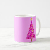 Mug Magenta Floral Arbre de Noël moderne (Devant droit)