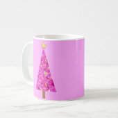 Mug Magenta Floral Arbre de Noël moderne (Devant gauche)