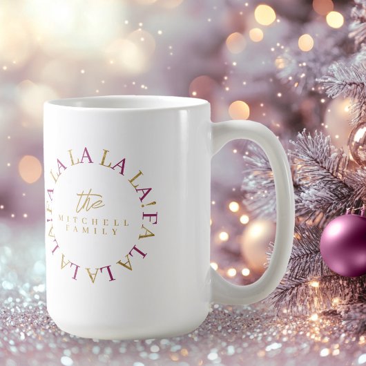 Mug Magenta Gold Christmas Fa La La ID1009