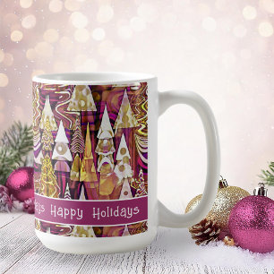 Mug Magenta Gold Noël Joyeux Motif#25 ID1009