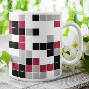Mug Magenta Moderne Géométrique Noir et Gris