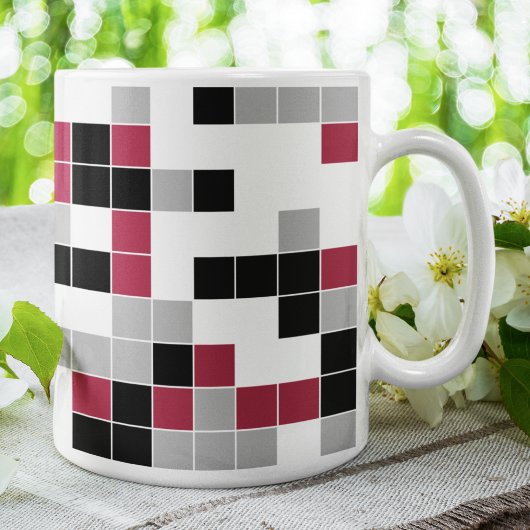 Mug Magenta Moderne Géométrique Noir et Gris