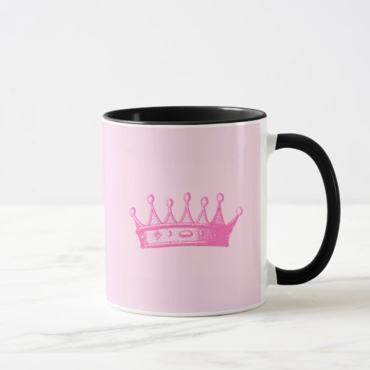 Mug Magenta Princess Crown sur Arrière - plan rose (Droite)