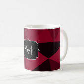 Mug Magenta rose rouge noir géométrie motif Monogramme (Devant droit)