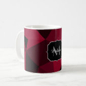Mug Magenta rose rouge noir géométrie motif Monogramme (Devant gauche)