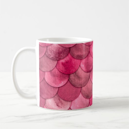 Mug Magic Sirène Couleur rose pâle Échelles Aquarelle (Gauche)