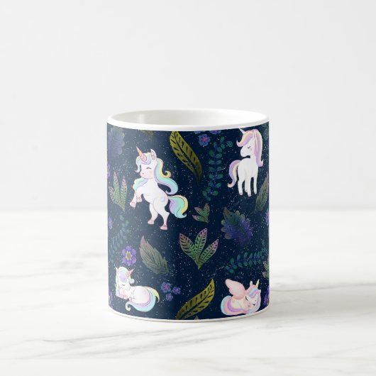 Mug Magical Unicorn Night Forest Seamless Pattern (Centre)