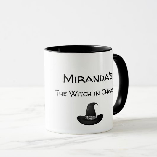 Mug Magie de la sorcière Personnaliser le nom Noir (Devant droit)