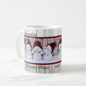Mug Magie de Noël Quatre mignons Snowmen Joyeux Vacanc (Devant gauche)