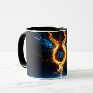 Mug Magie Élémentaire d'Anneau de Feu Orange Bleu Épiq