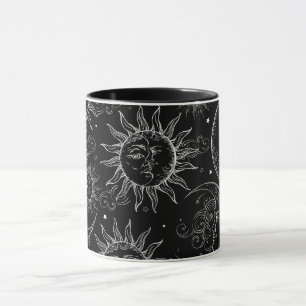 Mug Magie Noire Vintage Céleste Soleil Lune Étoiles