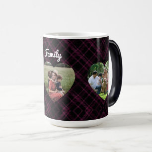 Mug Magique 3 Photo amour coeurs buffalo plaid