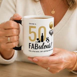 Mug Magique 50 ans & Fabuleux Anniversaire Moderne Noir & Or