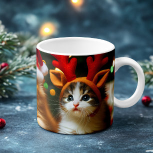 Mug Magique Adorables chatons avec le Père Noël et chapeaux de