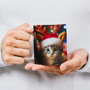 Mug Magique Adorables chatons avec le Père Noël et chapeaux de