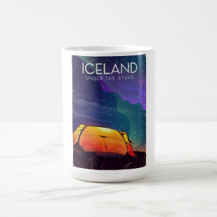 Mug Magique Affiche de voyage vintage 'Islande sous les étoile