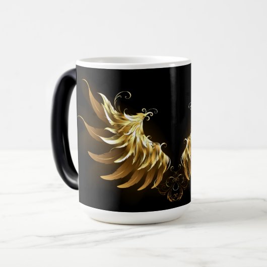 Mug Magique Ailes d'Ange d'or sur arrière - plan noir (Devant gauche)