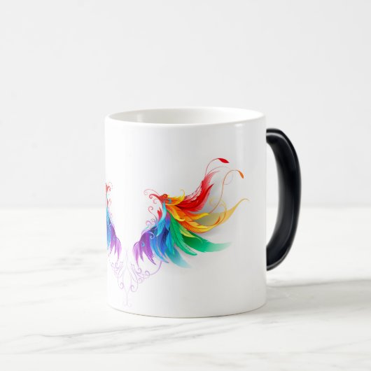 Mug Magique Ailes fluffy arc-en-ciel (Devant droit)