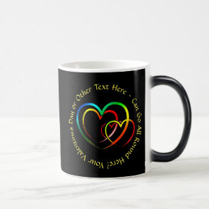 Mug Magique Ajouter des noms Message texte - Cœurs sur fond no