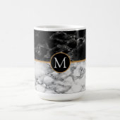 Mug Magique Ajouter une lettre/année en noir et Marbre blanc à (Centre)