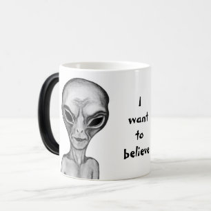 Mug Magique Alien gris, je veux croire