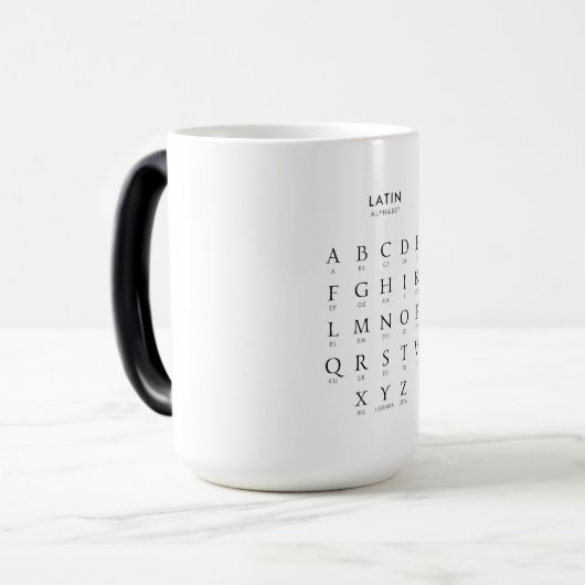 Mug Magique Alphabet Latin (Devant gauche)