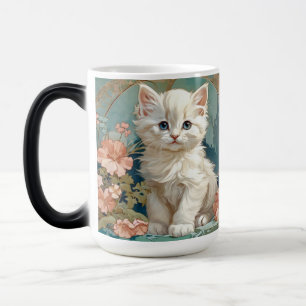 Mug Magique Alphonse Mucha Style Chat blanc