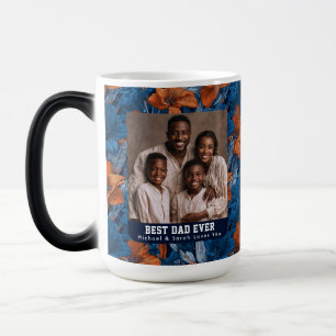 Mug Magique Amaryllis Bleue Florale Meilleur Papa Chat Rétro