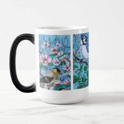 Mug Magique Amateurs d'oiseaux Peinture à la main bleue (Gauche)