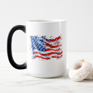 Mug Magique American Flag USA Watercolor 4 juillet