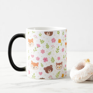Mug Magique Amis des Bois & Fleurs Motif Sans Couture   Mignon